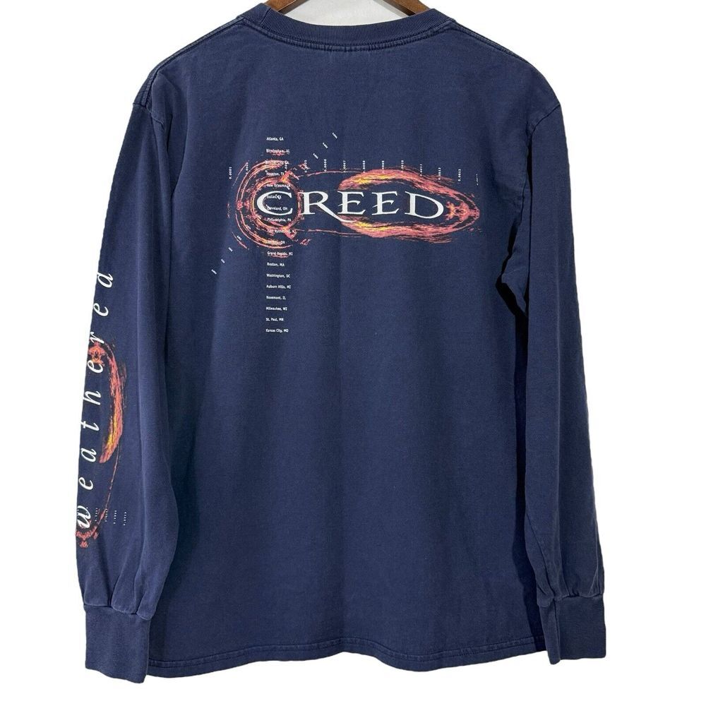 Creed Weathered Tour Medium Original Vintage Long Sleeve Band T Shirt Navy